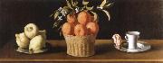 Francisco de Zurbaran still life with lemons,oranges and a rose painting